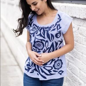 THML Light Blue Embroidered Boxy Blouse